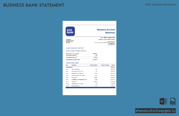 Indische DCB-Unternehmensprüfungserklärung im Word- und PDF-Format – Beispielvorschau